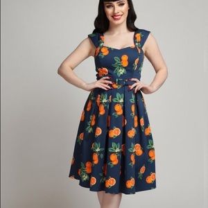 Collectif Mainline Jill Oranges Swing Dress NWT